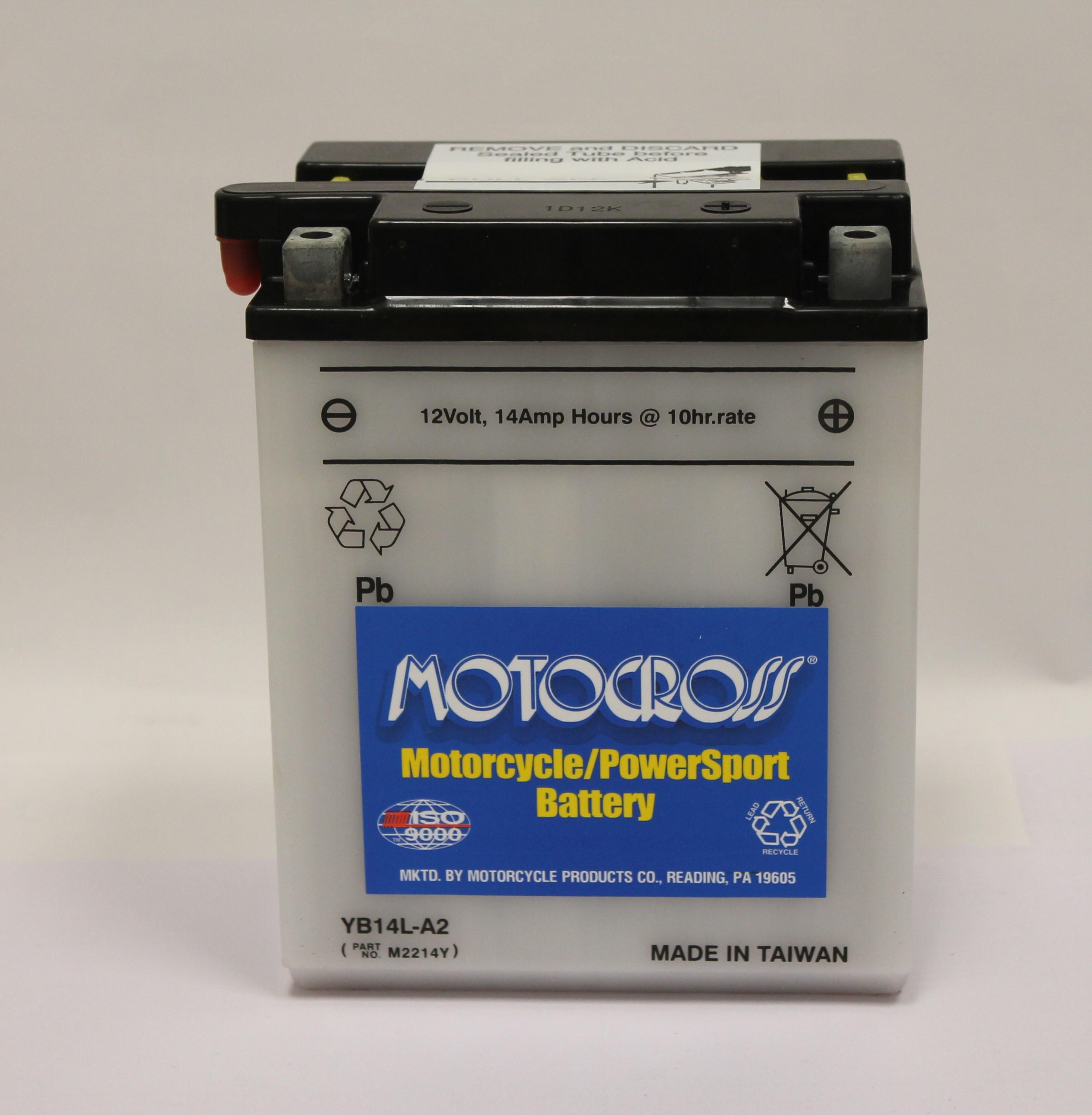 50s calif ポッテリー POWERSPORTS 12V 190CCA 14L-A2 BATTERY YB14L-A2 M2214Y 10-14LA2